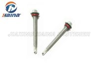 Painted Hex Head Mechanical Galvanized self tappingdrilling screws and Rubber Washer untuk lembaran logam